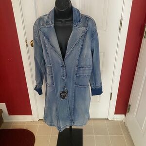 NWT ETHYL DENIM DUSTER COAT SIZE LARGE